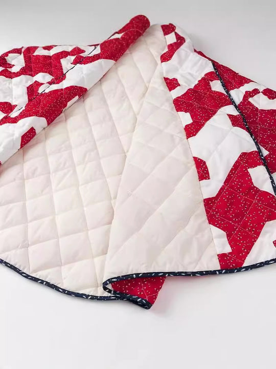 Damen gestepptes Überwurfjacke mit modernem Grafikdesign und großzügigen Taschen R&B