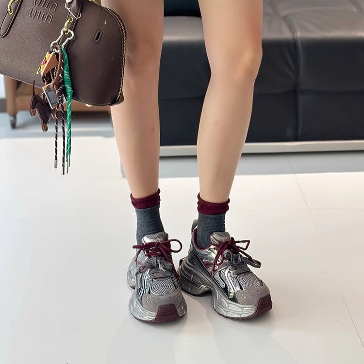 Damen Modische Chunky Sneakers mit dämpfender Sohle und atmungsaktivem Obermaterial R&B