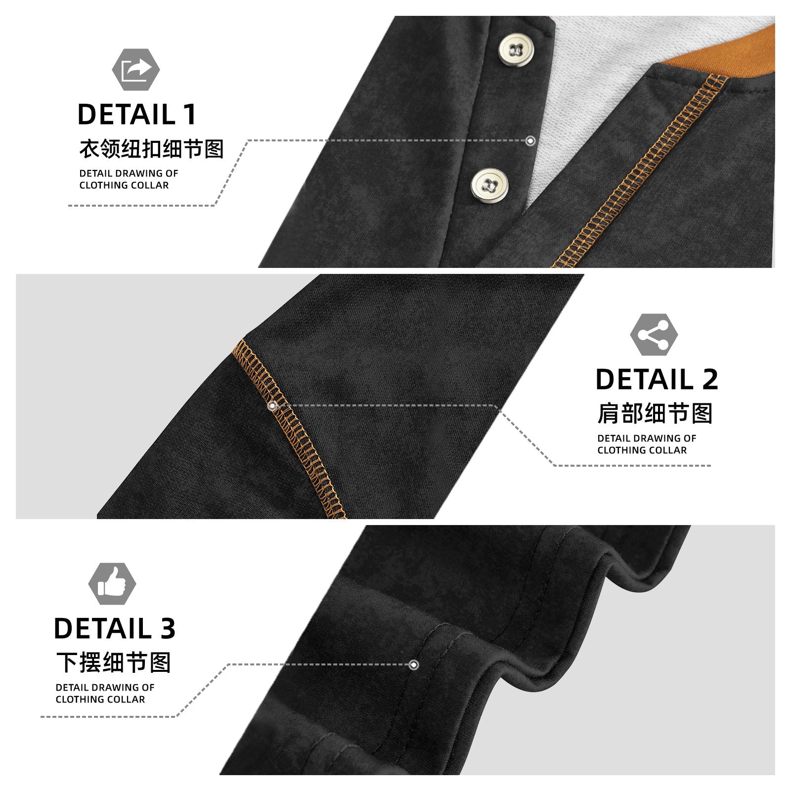 Herren nan lässiges Kurzarm-Grandadshirt mit kurzer Knopfleiste, Kontrastpaspel und weichgewaschener Struktur R&B