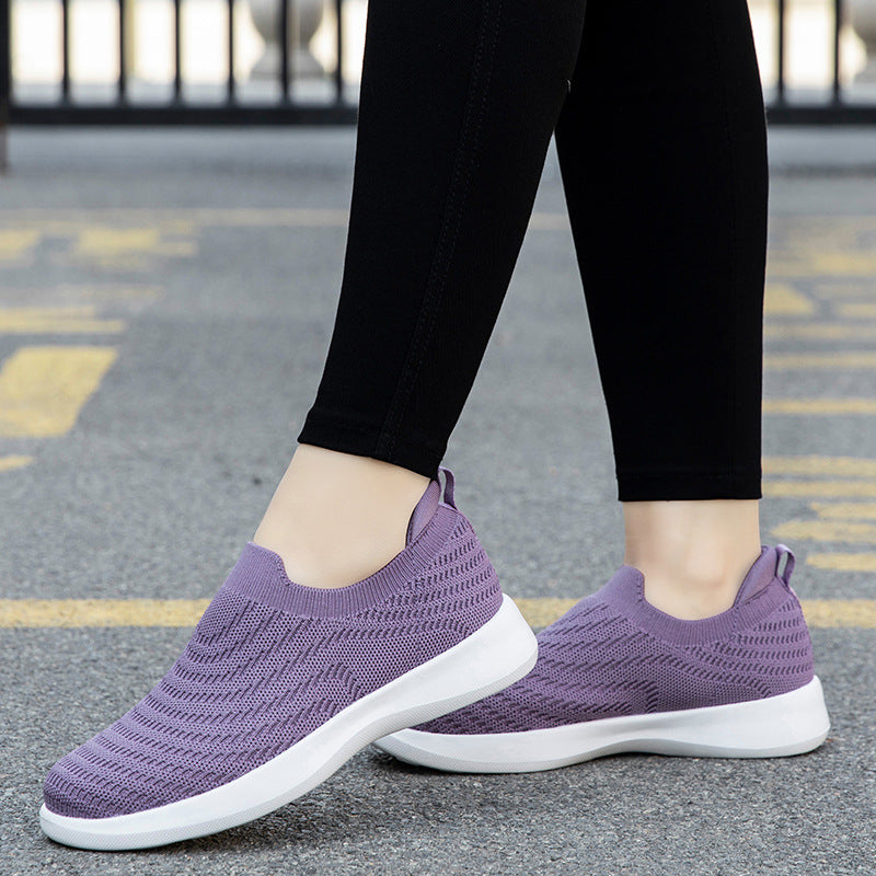 Damen Bequeme Slip-On Sneakers aus atmungsaktivem Strickmaterial