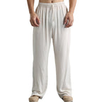 Herren nan lässige Leinenhose mit elastischem Bund, Kordelzug und geradem Bein R&B