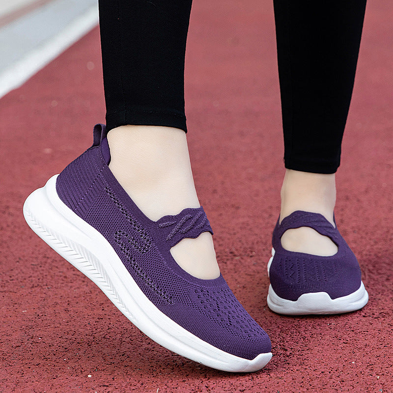 Damen Slip-On Fitnessschuhe mit atmungsaktivem Obermaterial und elastischem Design R&B