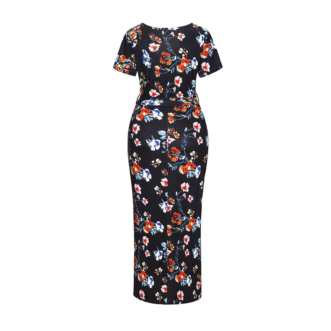 Damen Wickelkleid mit floralen Mustern und innovativem Stilldesign R&B