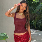 Damen Polka-Dots Crop-Top R&B