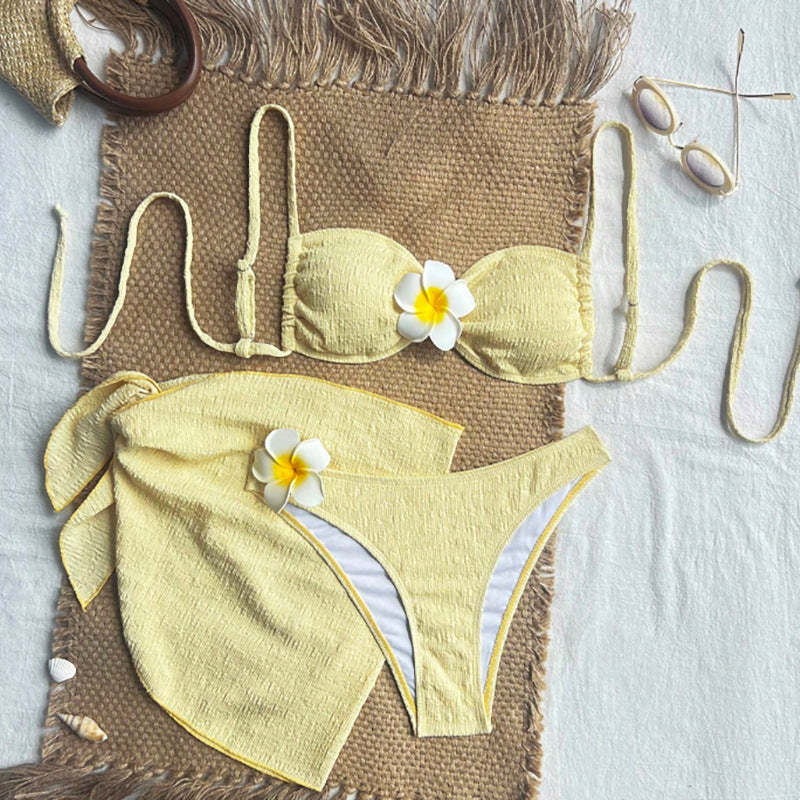 Damen Badeanzug-Set mit elegantem Bandeau-Oberteil und hoch geschnittenem Unterteil R&B