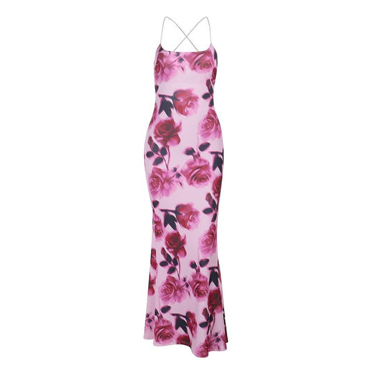 Damen Sommerliches Maxikleid mit floralem Druck und dünnen Trägern R&B