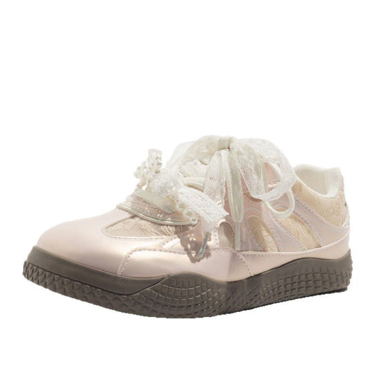 Damen Sportliche Sneaker mit floralen Details und feiner Spitze R&B