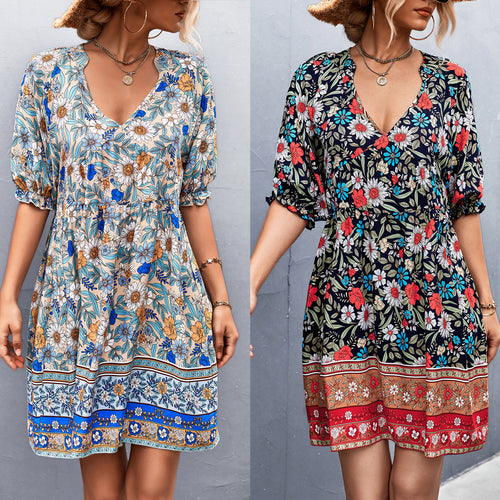 Damen Freizeitkleid mit floralem Design und weich fließendem Stoff R&B