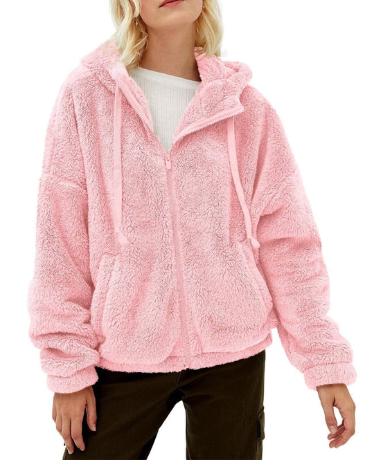 Damen lässige Fleecejacke mit Kängurutasche und Kapuze R&B