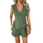 Damen eleganter Leinen Jumpsuit R&B