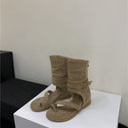 Damen modische Stiefeletten mit offener Zehenpartie und flexiblem Riemen R&B