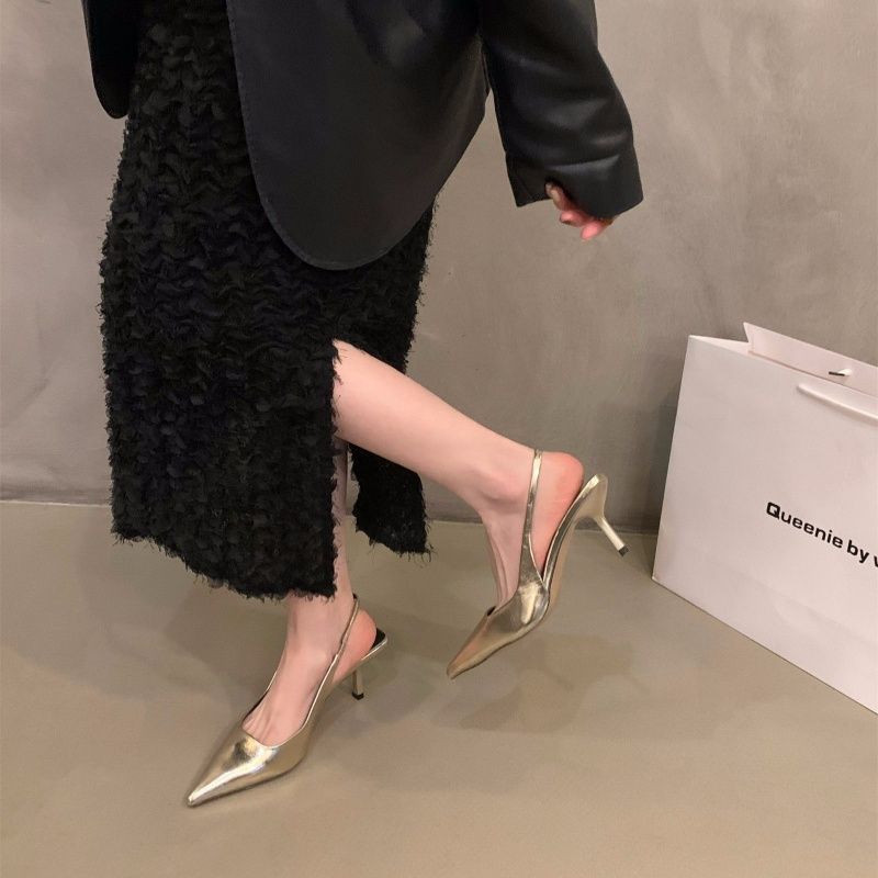 Damen Slingback High Heel Pumps mit elegantem metallic Finish R&B