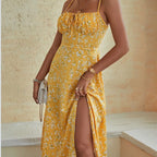 Damen Wickelkleid mit hohem Schlitz und floralem Muster R&B