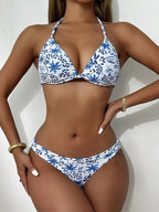 Damen Triangel-Bikini mit floralem Muster und komfortablem Schnitt