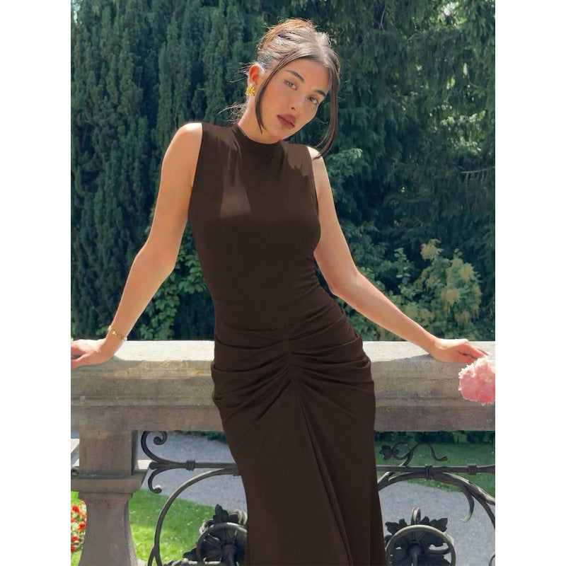 Damen Elegantes Maxikleid mit figurschmeichelndem Schnitt und hochgeschlossenem Design R&B