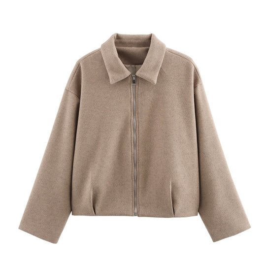 Damen warme Übergangsjacke mit modernem Revers R&B