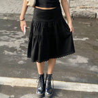 Damen eleganter gestufter Rock mit Spitzendetails R&B