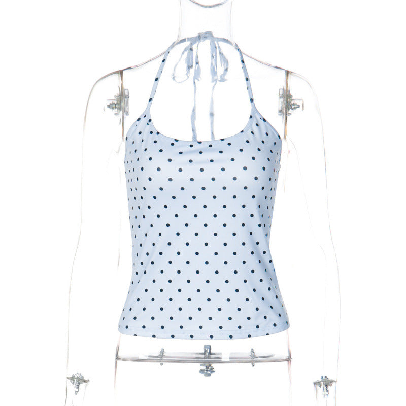 Damen Spaghettiträgertop mit verspieltem Punkte-Design und hochwertigem Stretchmaterial R&B
