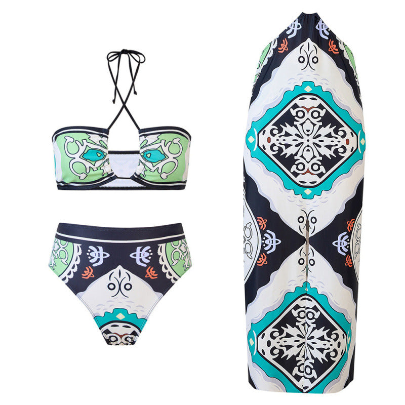 Damen Bikini-Set mit raffiniertem Wickeldesign und trendigem Mustermix R&B