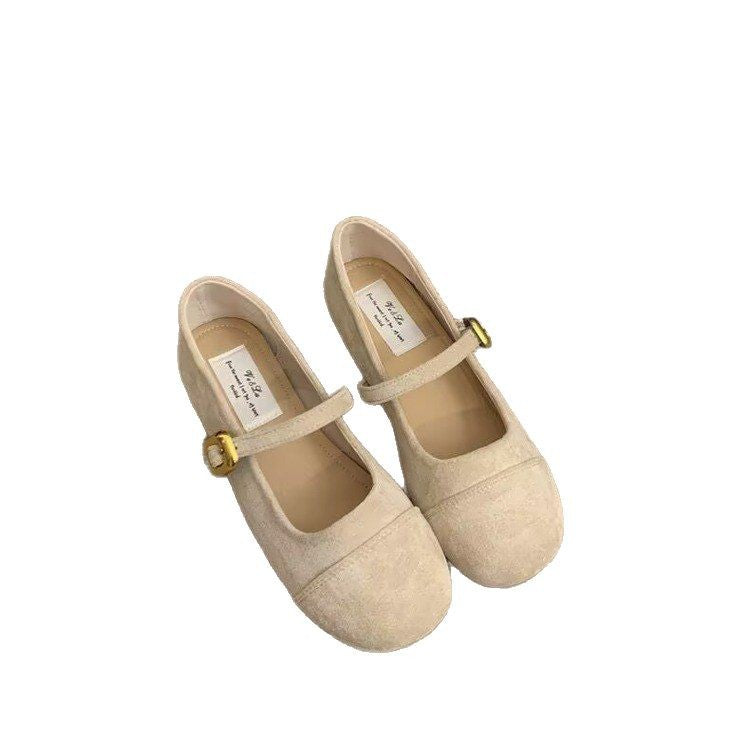 Damen Ballerinas mit modischem Riemchen und goldener Schnalle R&B