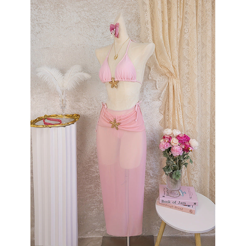 Damen Bikini-Set mit transparenter Strandtunika R&B