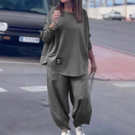 Damen lässiges Lounge-Set mit weiten Hosen und bequemem Oberteil R&B