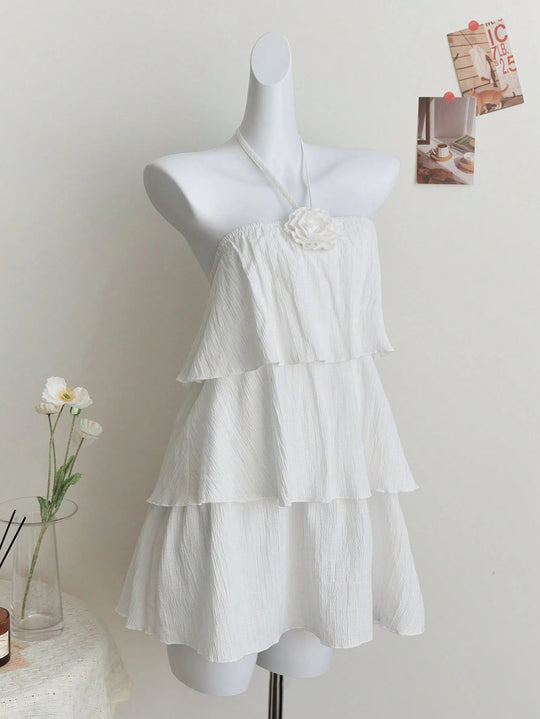 Damen luftiges Strandkleid mit Rüschendetails R&B