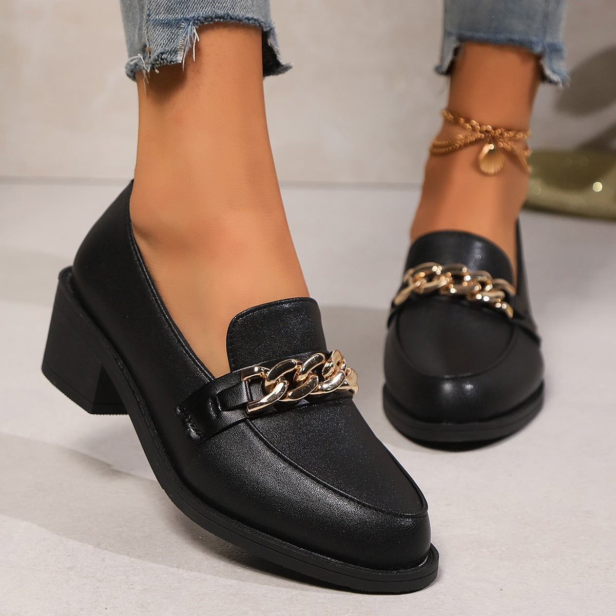 Damen Elegante Mokassins mit modischem Kettenbesatz R&B