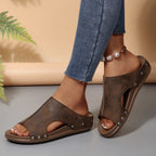 Damen Komfortable Slide-Sandalen mit modischem Cut-Out-Design und elegantem Strassbesatz R&B