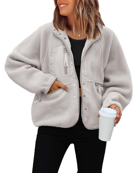 Damen kuschelige Fleecejacke mit praktischen Taschen R&B