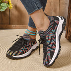 Damen Sportliche Freizeit-Sneaker mit atmungsaktiver Strickoberfläche und rutschfester Sohle R&B