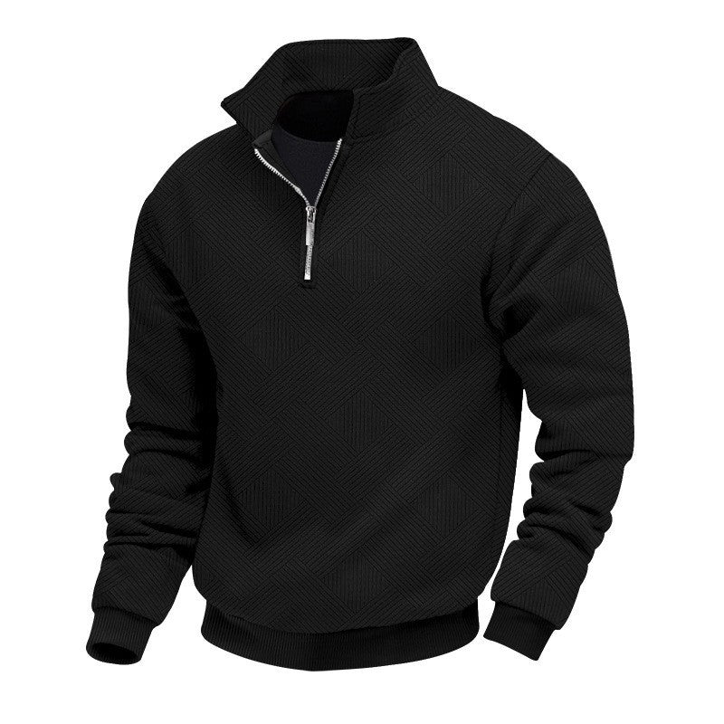 Herren Stepppullover mit halbem Reißverschluss und strukturiertem Design R&B