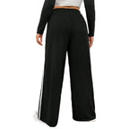 Damen sportliche weite Freizeithose mit seitlichen Kontraststreifen R&B