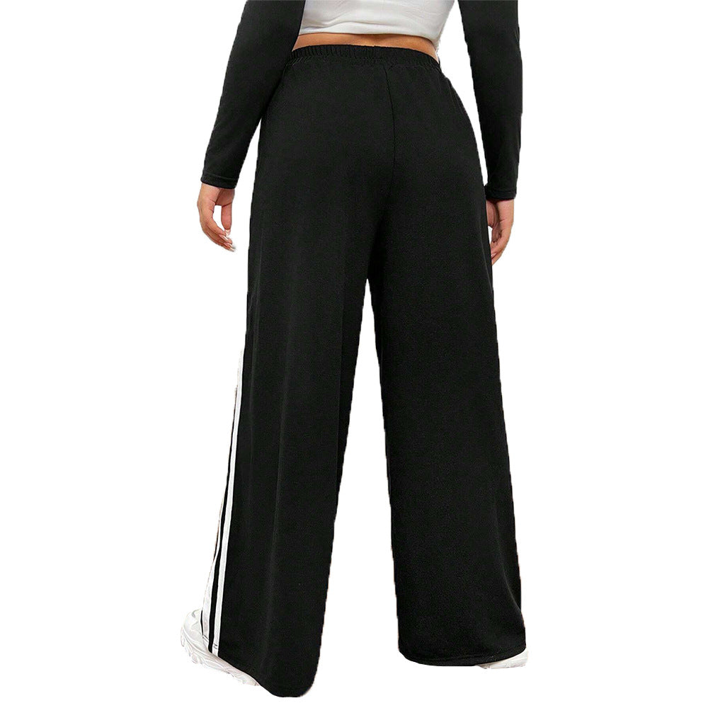 Damen sportliche weite Freizeithose mit seitlichen Kontraststreifen R&B