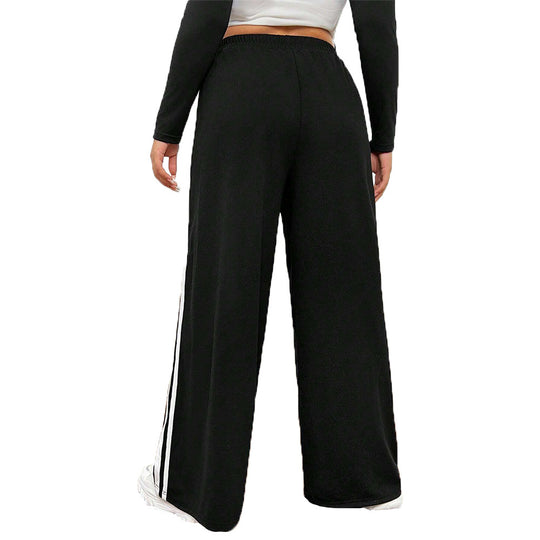 Damen sportliche weite Freizeithose mit seitlichen Kontraststreifen R&B
