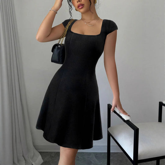 Damen Ärmelloses A-Linien Kleid mit quadratischem Ausschnitt R&B