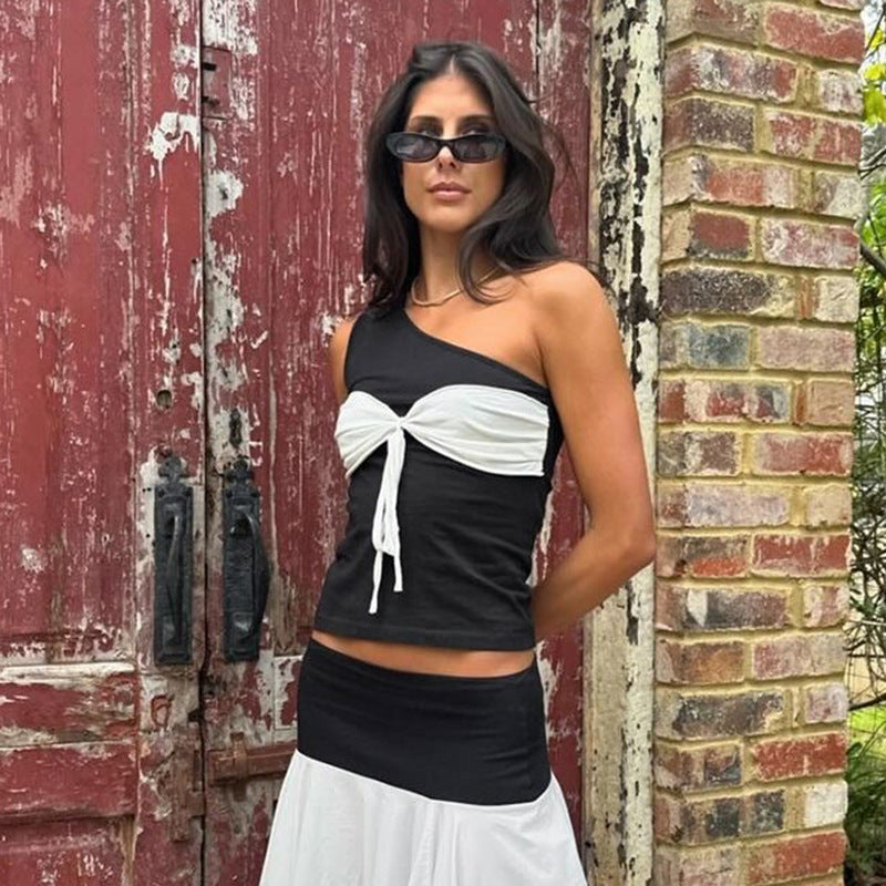 Damen asymmetrisches Crop-Top mit eleganten Wickeldetails R&B