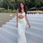 Damen Elegantes Maxikleid mit aufregendem Cut-Out und spaghettiträgern R&B