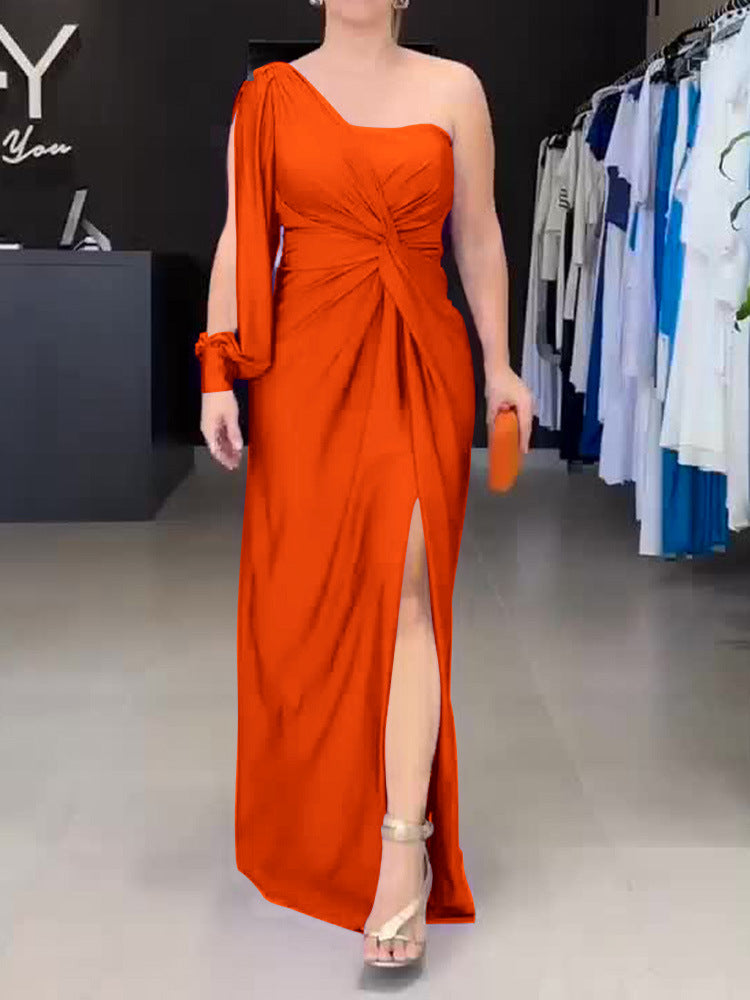 Damen Maxikleid mit asymmetrischem Design und seitlichem Schlitz R&B