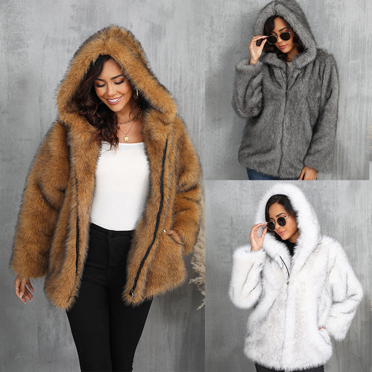 Damen kuschelige Kapuzenjacke R&B