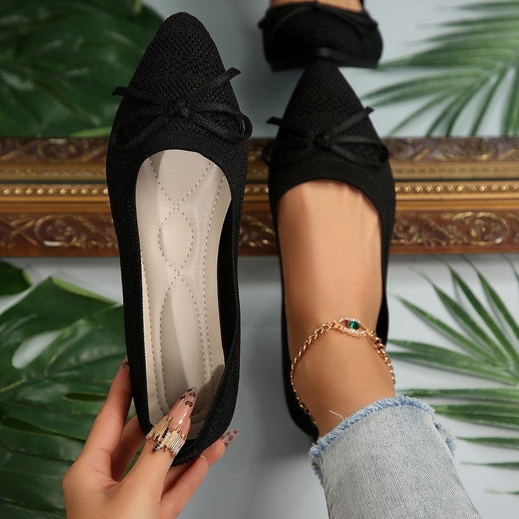 Damen Stilvolle und komfortable Ballerinas mit großem Schleifendetail R&B