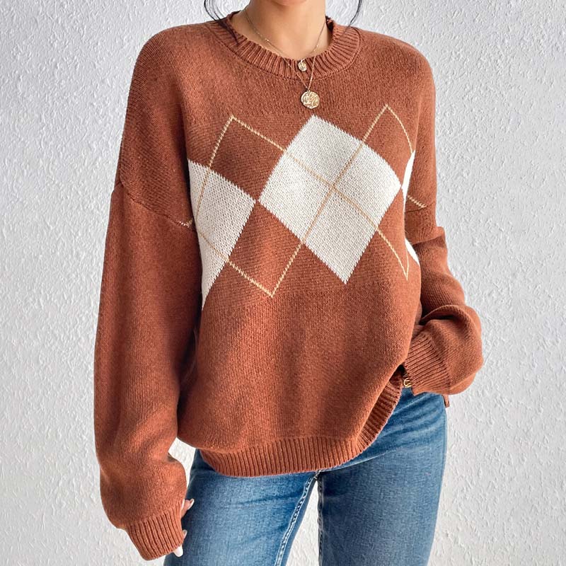 R&B | Geometrischer Strickpullover Mit Farbkontrasten