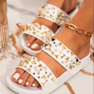 Damen Glamouröse Slides mit Nietenverzierung R&B