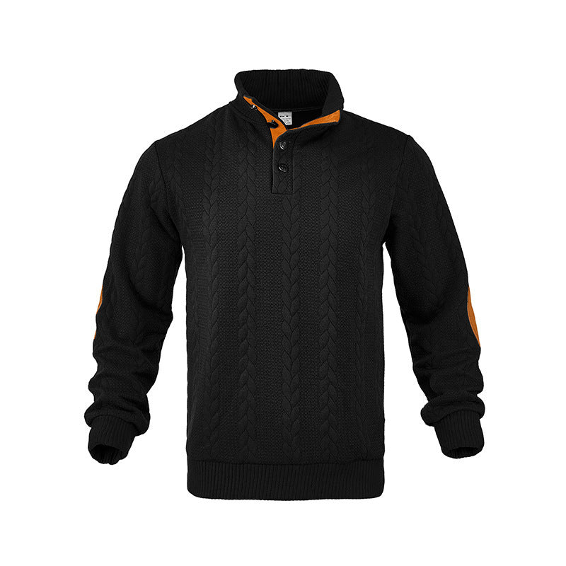 Herren modischer Strickpullover mit Stehkragen und kontrastierenden Akzenten R&B