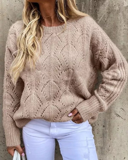 Damen Strickpullover mit feinem Lochmuster R&B