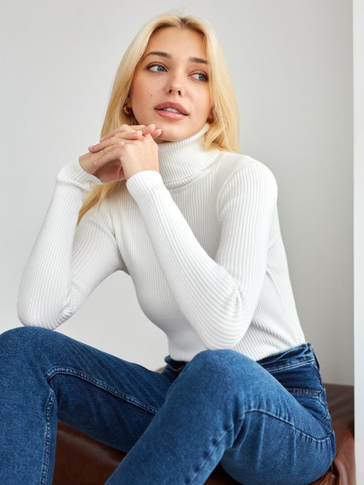 Damen Rollkragenpullover mit geripptem Design und lässigem Schnitt R&B