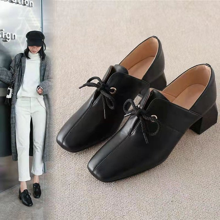 Damen elegante Schnürschuhe mit eckiger Zehenpartie und modischem Absatz R&B