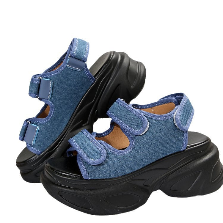 Damen Komfortable Sandalen mit dämpfendem Plateau und verstellbaren Klettverschlüssen R&B