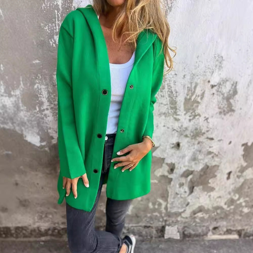 Damen nan Kapuzenmantel mit Druckknopfleiste und geradem Oversize-Schnitt R&B