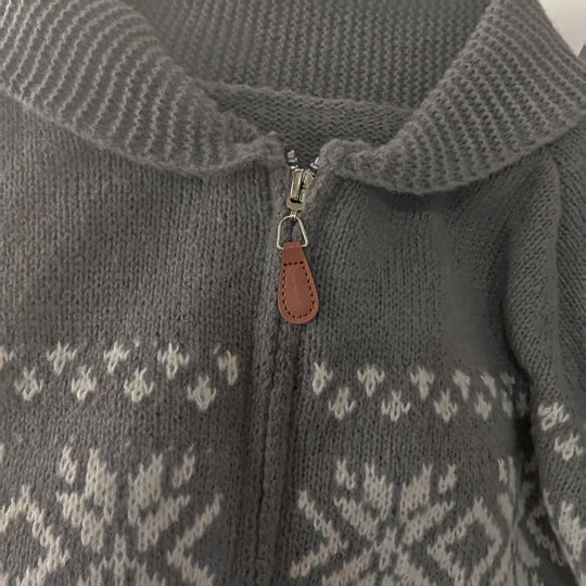 Damen Grobstrickjacke mit folkloristischem Muster und offenem Schnitt R&B